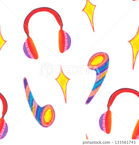 Red headphones, stars and candies. Oil pastel drawn illustration set. For playful designs, games settings, toys for kids and children, stickers, greeting cards and banners clip arts. Red headphones, stars and candies. Oil pastel drawn illustration set. For playful designs, games settings, toys for kids and children, stickers, greeting cards and banners clip arts. 133561743