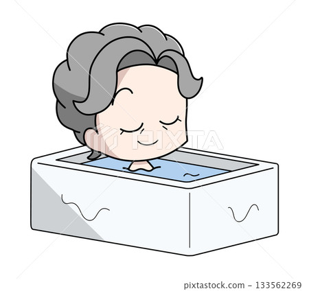 Illustration of an elderly woman taking a bath Illustration of an elderly woman taking a bath 133562269