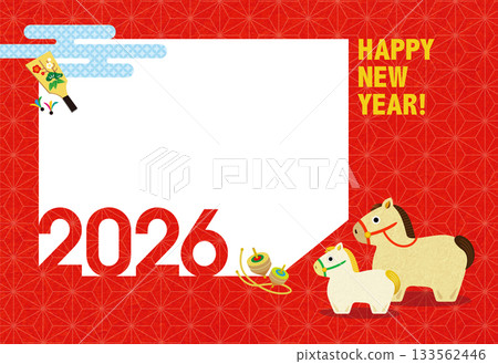 2026 New Year's Card, Year of the Horse, Parent and Child Photo Frame [1 Window] 133562446