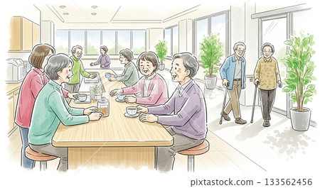 A lively senior generation with lively conversations 133562456