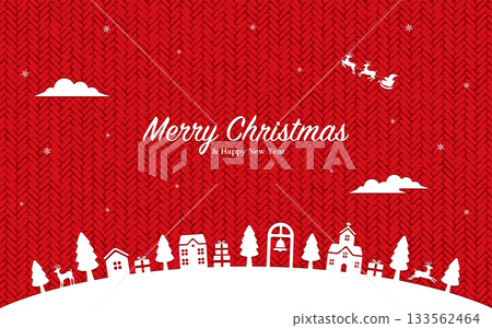 Merry Christmas knitting pattern template illustration 133562464