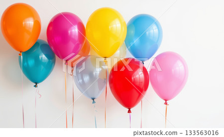 Colorful balloon party decor celebration birthday festive helium bright cheerful wall floating with joy Colorful balloon party decor celebration birthday festive helium bright cheerful wall floating with joy 133563016
