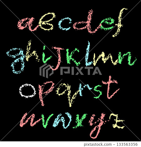 Real Hand Drawn Colorful Grunge Chalk Textured Font Real Hand Drawn Colorful Grunge Chalk Textured Font 133563356