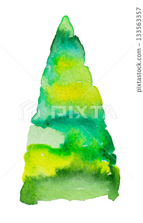 Real Watercolor Hand Drawn Illustration Abstract Spruce. Real Watercolor Hand Drawn Illustration Abstract Spruce. 133563357