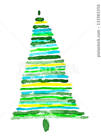 Real Watercolor Hand Drawn Illustration Abstract Spruce. Real Watercolor Hand Drawn Illustration Abstract Spruce. 133563358