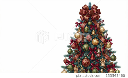 懷舊的聖誕樹繪畫風格 懷舊的聖誕樹繪畫風格 133563460
