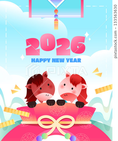 2026 New Year Red Horse Character Illustration 2026 New Year Red Horse Character Illustration 133563630