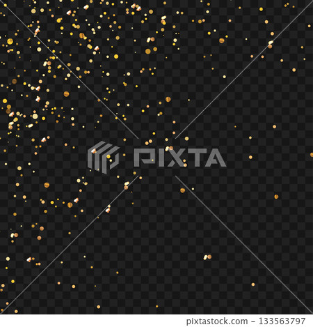 Falling Gold Confetti Particles Isolated on Transparent Background Overlay. Vector 133563797