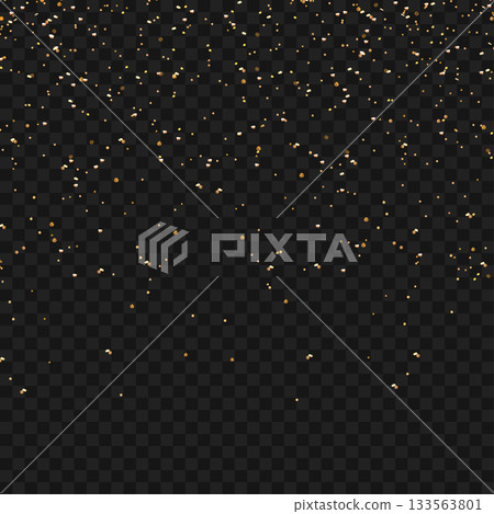 Falling Gold Confetti Particles Isolated on Transparent Background Overlay. Vector 133563801