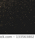 Falling Gold Confetti Particles Isolated on Transparent Background Overlay. Vector 133563802
