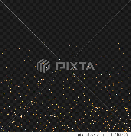 Falling Gold Confetti Particles Isolated on Transparent Background Overlay. Vector 133563805