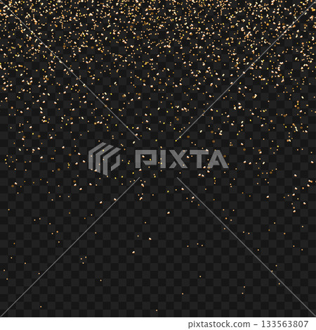 Falling Gold Confetti Particles Isolated on Transparent Background Overlay. Vector 133563807