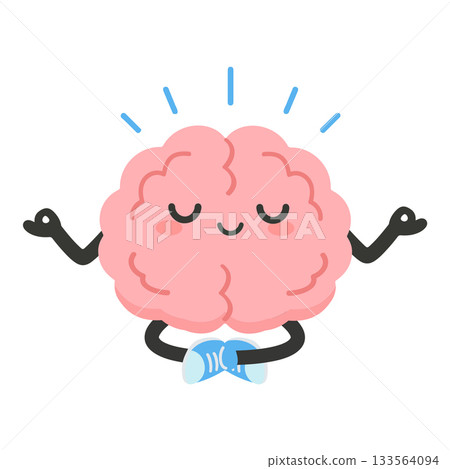 Brain Meditating Cartoon Illustration Brain Meditating Cartoon Illustration 133564094