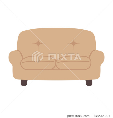 Illustration of Beige Couch with Two Cushions Illustration of Beige Couch with Two Cushions 133564095