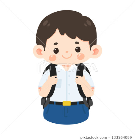Illustration of Boy with Backpack Illustration of Boy with Backpack 133564099