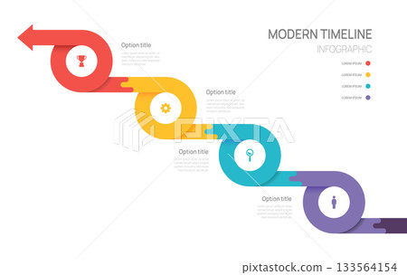 Infographic business arrow template 4 steps options, presentation workflows with icons vector illustration. Infographic business arrow template 4 steps options, presentation workflows with icons vector illustration. 133564154