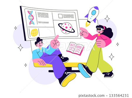 Future of Education Technology Vector Illustration Featuring Modern Digital Learning and Machines For Smart Academic Tools And Edtech In a Background 133564231