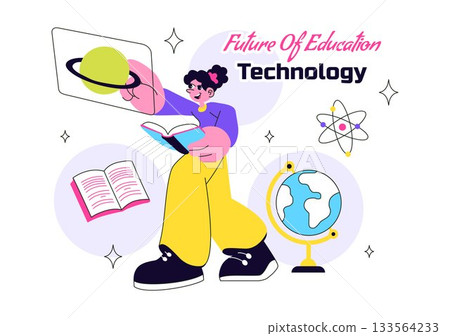 Future of Education Technology Vector Illustration Featuring Modern Digital Learning and Machines For Smart Academic Tools And Edtech In a Background 133564233