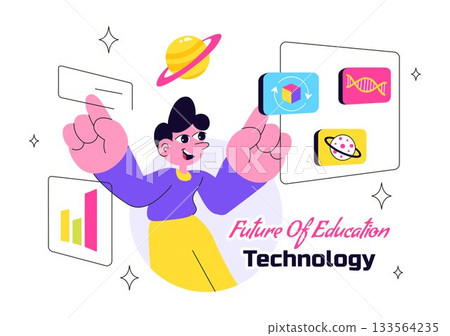 Future of Education Technology Vector Illustration Featuring Modern Digital Learning and Machines For Smart Academic Tools And Edtech In a Background Future of Education Technology Vector Illustration Featuring Modern Digital Learning and Machines For Smart Academic Tools And Edtech In a Background 133564235