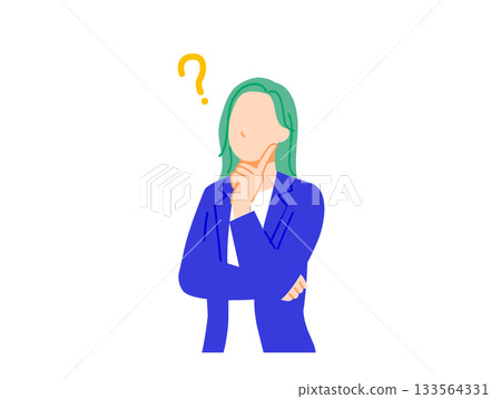 Illustration of a businesswoman in a suit wondering. Flat design Illustration of a businesswoman in a suit wondering. Flat design 133564331