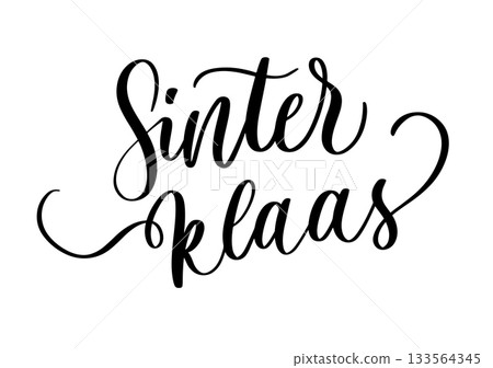 Sinterklaas Calligraphy Script with Flourishes.Elegant Cursive Typography for Dutch Holiday. 133564345
