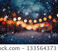 Magical Winter Night Background with Snowflakes and Bokeh Lights 133564373