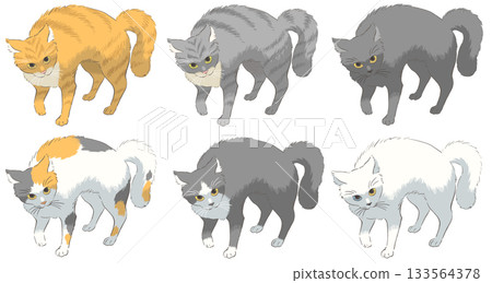 一組貓咪跳 Yannoka 舞步的插圖 133564378