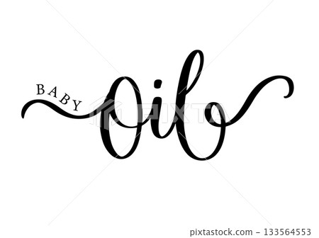 Baby Oil Calligraphy Script for Gentle Branding. Elegant Cursive Typography for Natural Baby Product Label. 133564553