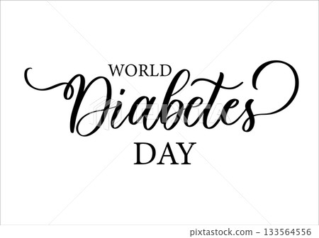 World Diabetes Day Calligraphy Script Design. Elegant Cursive Typography for Diabetes Awareness. World Diabetes Day Calligraphy Script Design. Elegant Cursive Typography for Diabetes Awareness. 133564556