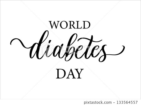 World Diabetes Day Calligraphy Script Design. Elegant Cursive Typography for Diabetes Awareness. World Diabetes Day Calligraphy Script Design. Elegant Cursive Typography for Diabetes Awareness. 133564557