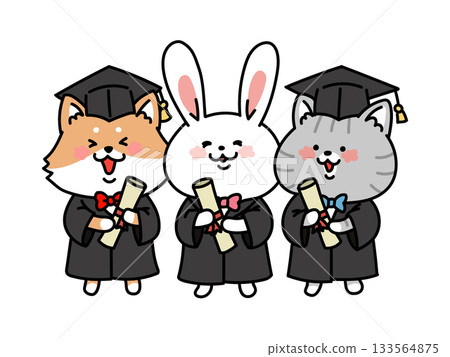 Spring Graduation Congratulations! Dog, Cat, and Rabbit [Set] 133564875