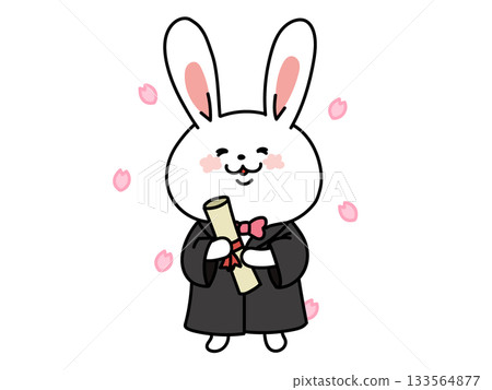 Spring Congratulations on your graduation Rabbit holding a diploma 133564877
