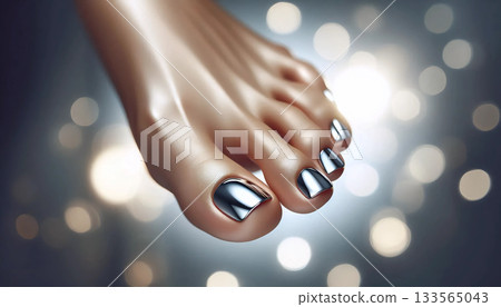 A metallic pedicure design, Ai generated image 133565043