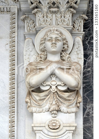 Angel statue in front of the basilica of Saint Paul Outside the Walls, Rome, Italy 133565160