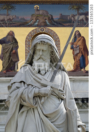 Saint Paul statue in front of the basilica of Saint Paul Outside the Walls, Rome, Italy Saint Paul statue in front of the basilica of Saint Paul Outside the Walls, Rome, Italy 133565163