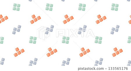 Retro 90s Tetris Style Cubes Pattern 133565176