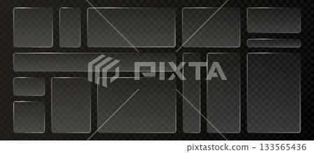 Glass liquid ui button with transparent 3d effect 133565436