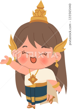 adorable thai character in national dress presenting thai heritage and culture 133565440