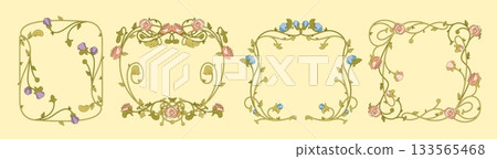 Art nouveau floral frame - elegant vintage design Art nouveau floral frame - elegant vintage design 133565468
