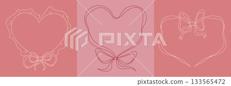 Heart frame in coquette pink design. 133565472