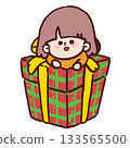 Illustration of a boy having fun jumping out of a gift box 133565500