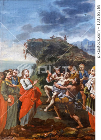 Miracles of Jesus: Expelling demons, church of Immaculate Conception in Lepoglava, Croatia 133565569