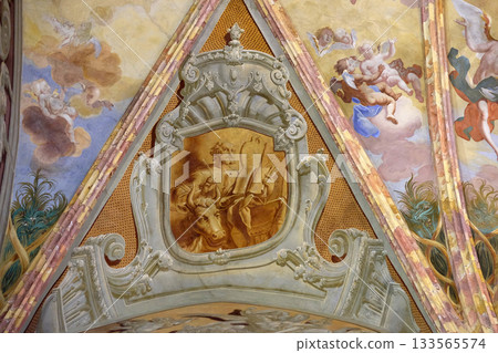 Saint Luke the Evangelist, fresco in the church of Immaculate Conception in Lepoglava, Croatia Saint Luke the Evangelist, fresco in the church of Immaculate Conception in Lepoglava, Croatia 133565574