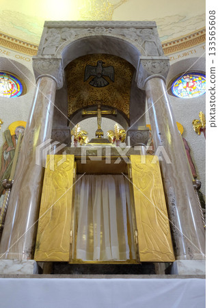 Tabernacle on the main altar in Saint Blaise church in Zagreb, Croatia 133565608