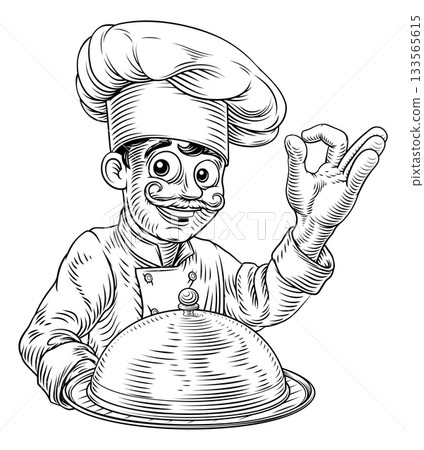 Chef Cloche Tray Platter Plate Tray Illustration 133565615