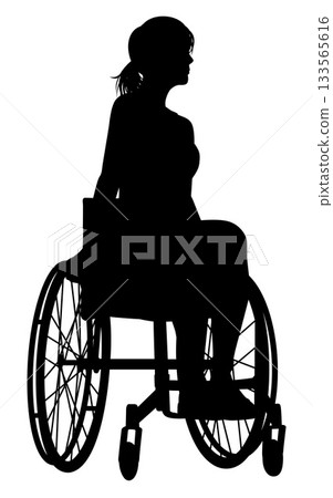 Silhouette of Woman in Wheelchair Silhouette of Woman in Wheelchair 133565616