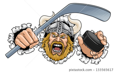 Viking Ice Hockey Sports Team Mascot Man Viking Ice Hockey Sports Team Mascot Man 133565617