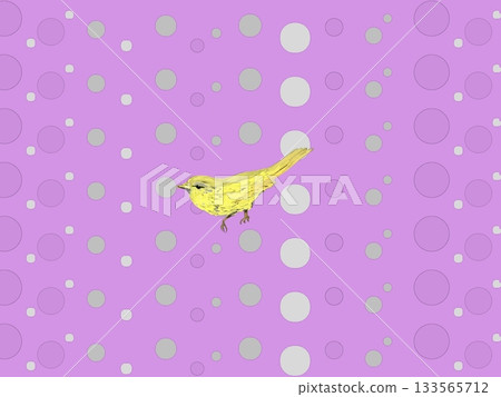 紫色背景上的黃色小鳥插圖 133565712