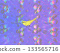 以迷幻圖案為背景的黃色小鳥插圖 133565716