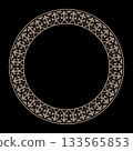 Oriental vector gold round frame with arabesque, floral elements. Circle Oriental border. Typical egyptian, assyrian and greek motives. Classic, elegant design is perfect for textile, engraving, plate 133565853